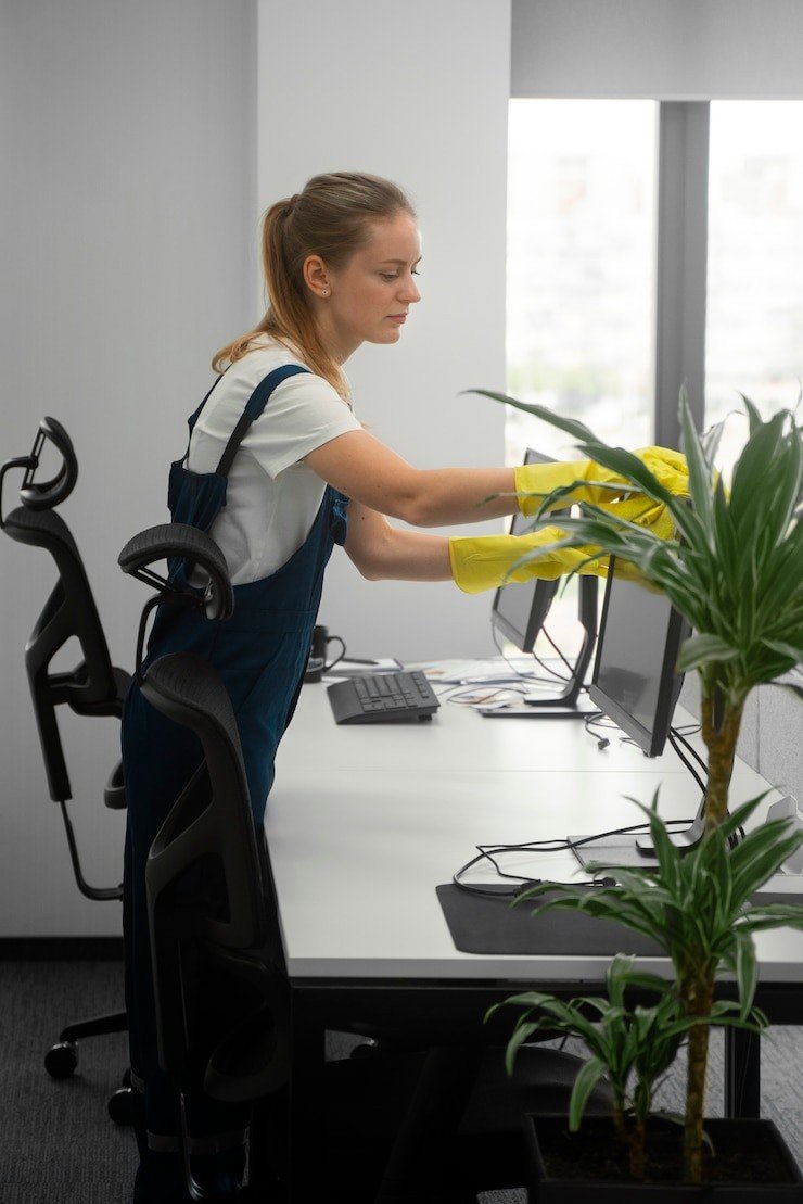 full shot woman cleaning indoors 23 2150454567 office cleaning services in Edinburgh